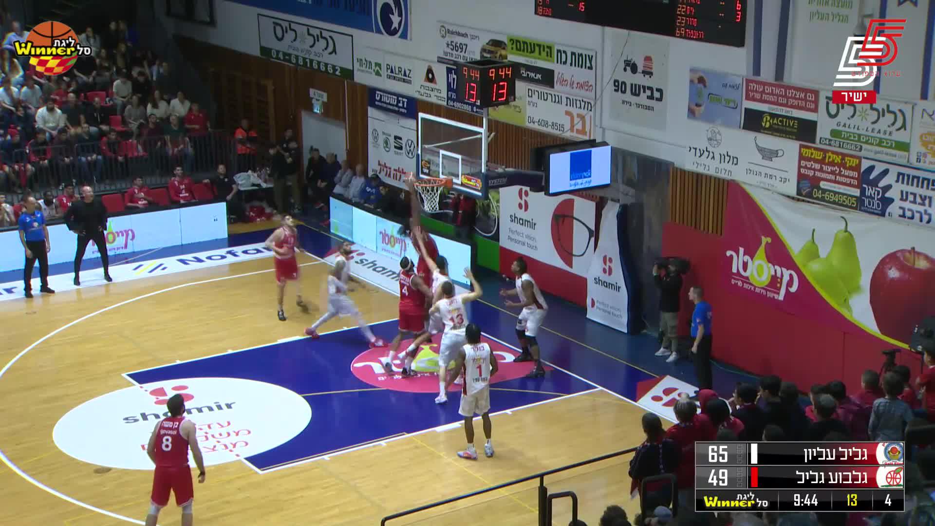 CHAD BROWN Dunks in Hapoel Nofar Galil Elion vs. Hapoel Gilboa Galil