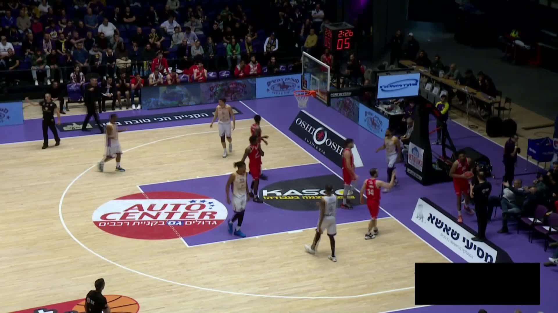 Ben Moore Blocks in Hapoel ATSMON Holon vs. Hapoel Altshuler Shaham Be