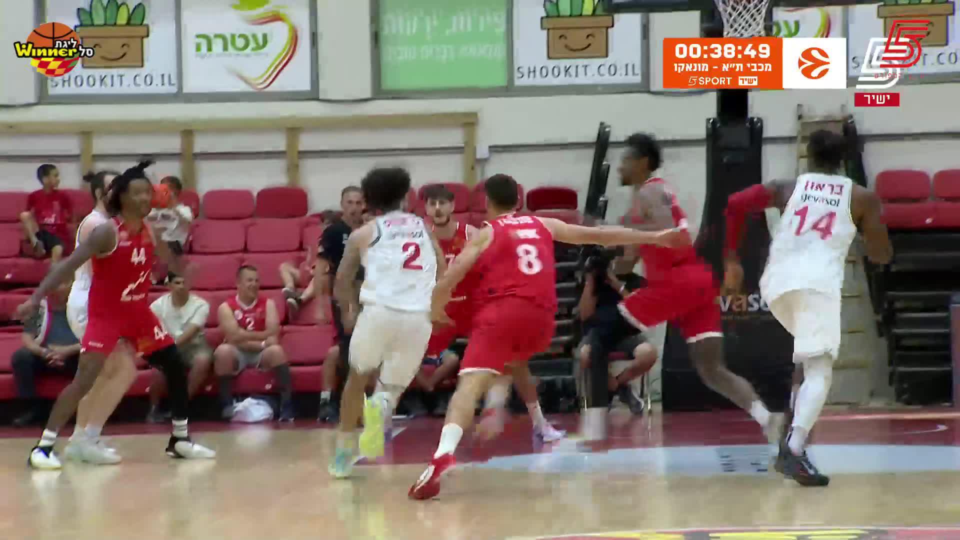 CHAD BROWN Dunks in Hapoel Gilboa Galil vs. Hapoel Altshuler Shaham Be