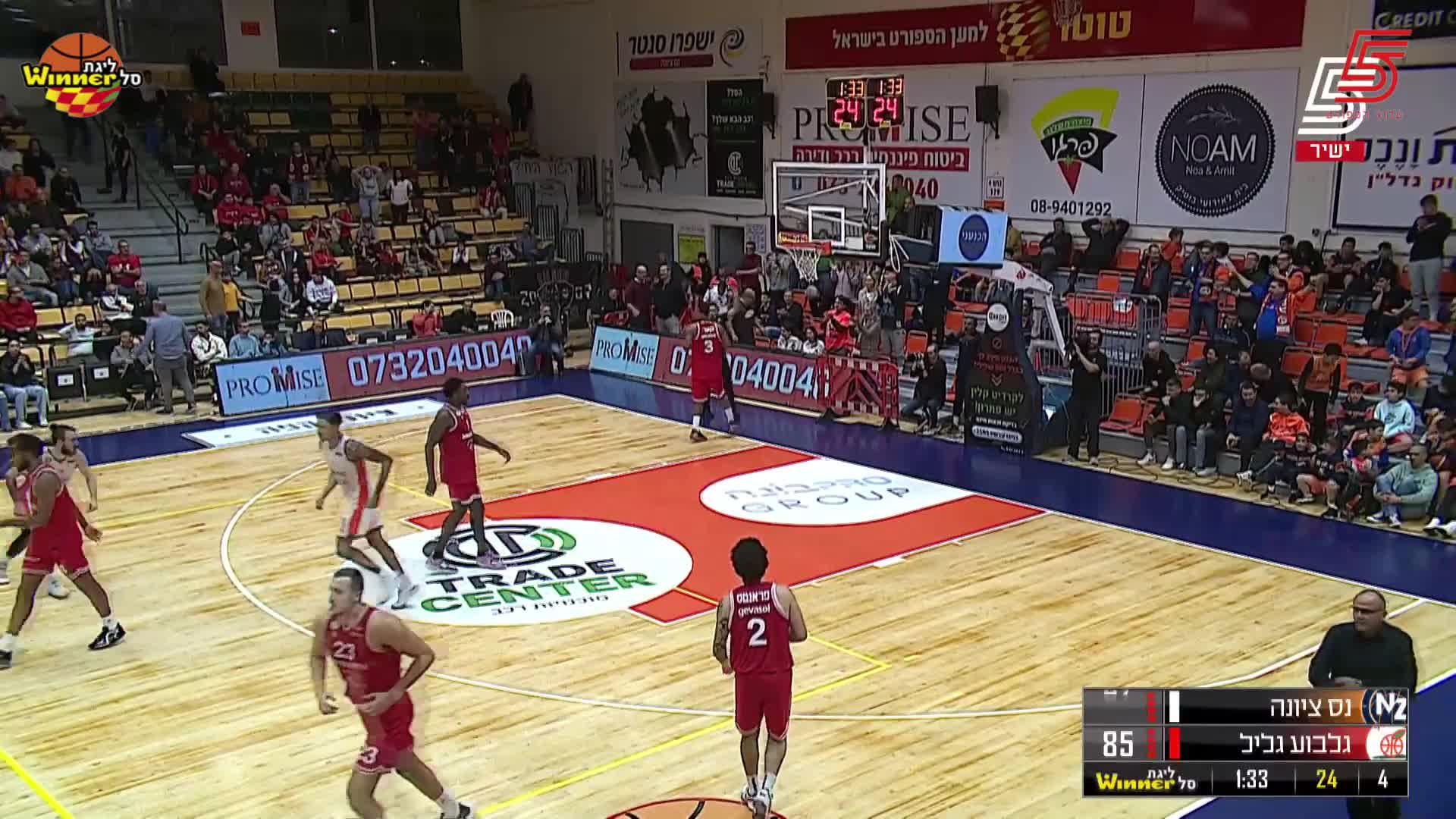 Tyler Bey Dunks in Ironi Hai Motors Ness Ziona vs. Hapoel Gilboa Galil