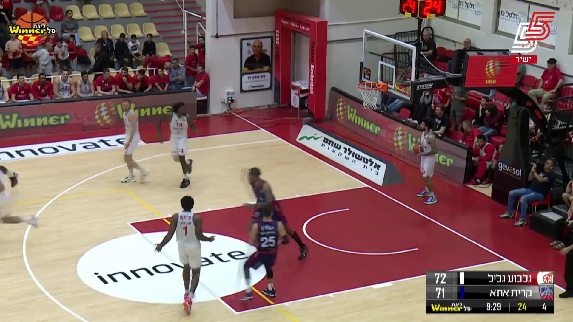 Juvonte Reddic Dunks in Hapoel Gilboa Galil vs. Ironi Tax:on Kiryat Ata